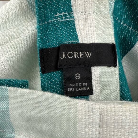 J. Crew 100% Linen Lined High Rise Pants in Cabana Stripe Sz 8 - Picture 8 of 10